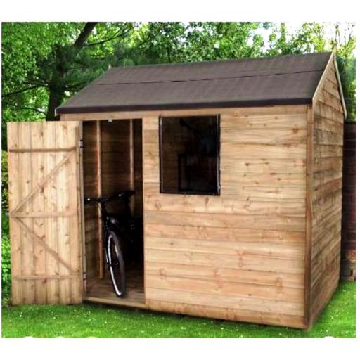 8x6 reverse apex overlap wooden shed with assembly service